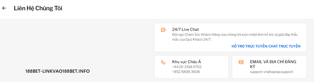 Thông tin liên hệ 188bet