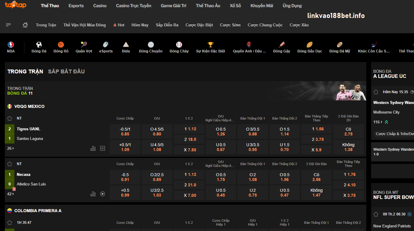 Cá cược thể thao đặc sắc tại 188bet